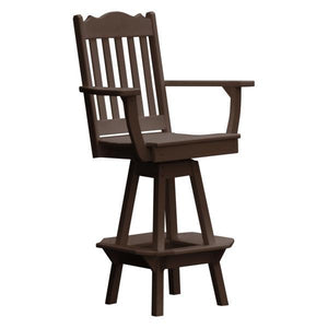 A & L Furniture Royal Swivel Bar Chair w/ Arms Outdoor Chairs Aruba Blue