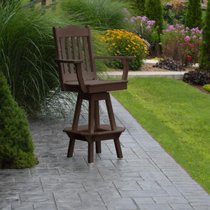 A & L Furniture Royal Swivel Bar Chair w/ Arms Outdoor Chairs Aruba Blue