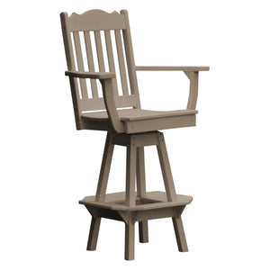 A & L Furniture Royal Swivel Bar Chair w/ Arms Outdoor Chairs Aruba Blue