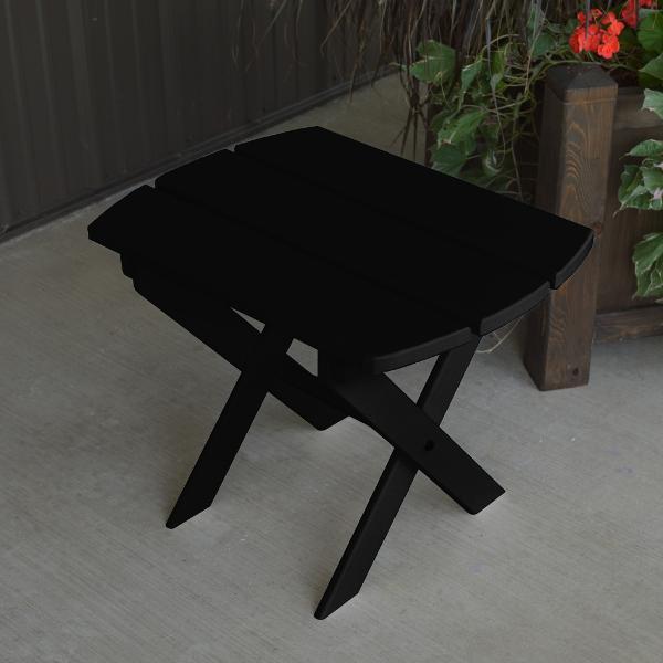 A &amp; L Furniture Solid Knotfree Yellow Pine Folding Oval End Table Table Black