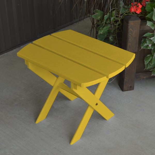 A &amp; L Furniture Solid Knotfree Yellow Pine Folding Oval End Table Table Canary Yellow