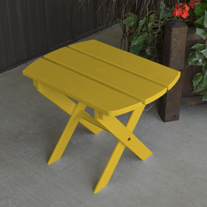A & L Furniture Solid Knotfree Yellow Pine Folding Oval End Table Table Canary Yellow