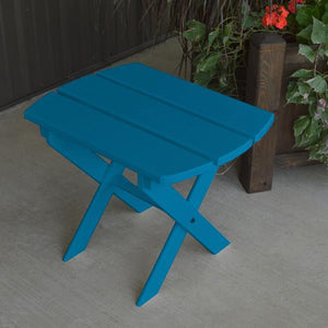 A & L Furniture Solid Knotfree Yellow Pine Folding Oval End Table Table Caribbean Blue