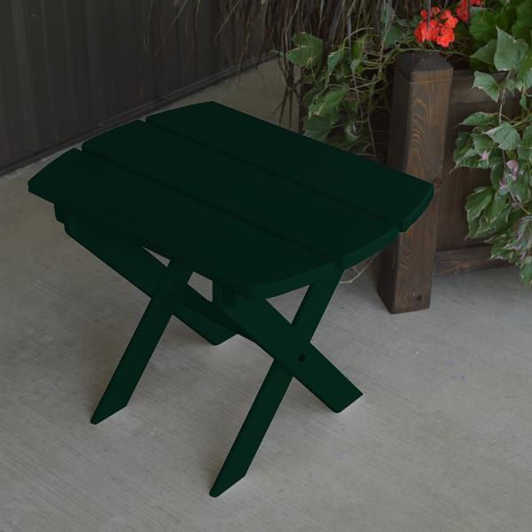 A &amp; L Furniture Solid Knotfree Yellow Pine Folding Oval End Table Table Dark Green