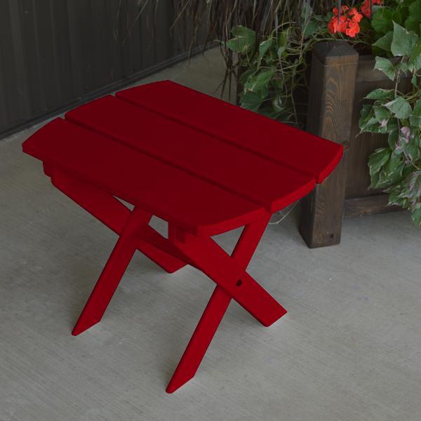 A &amp; L Furniture Solid Knotfree Yellow Pine Folding Oval End Table Table Tractor Red