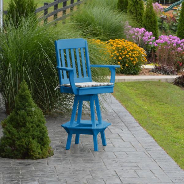A &amp; L Furniture Traditional Swivel Bar Chair with Arms Outdoor Chairs Aruba Blue