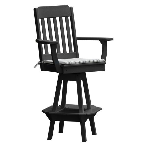 A &amp; L Furniture Traditional Swivel Bar Chair with Arms Outdoor Chairs Black