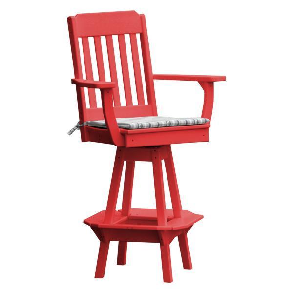 A &amp; L Furniture Traditional Swivel Bar Chair with Arms Outdoor Chairs Bright Red