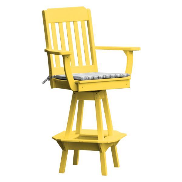 A &amp; L Furniture Traditional Swivel Bar Chair with Arms Outdoor Chairs Lemon Yellow