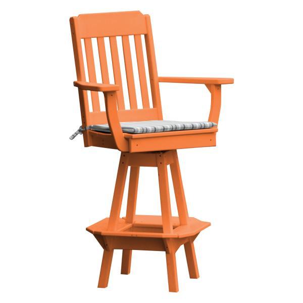 A &amp; L Furniture Traditional Swivel Bar Chair with Arms Outdoor Chairs Orange