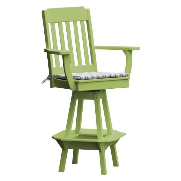 A &amp; L Furniture Traditional Swivel Bar Chair with Arms Outdoor Chairs Tropical Lime
