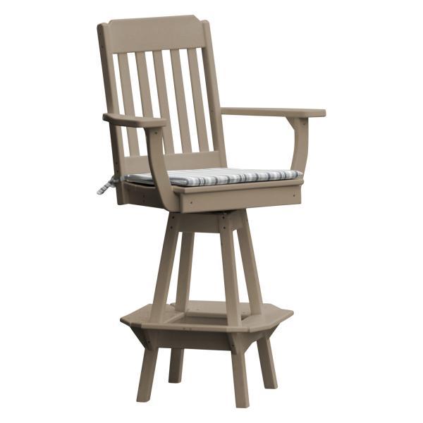 A &amp; L Furniture Traditional Swivel Bar Chair with Arms Outdoor Chairs Weathered Wood