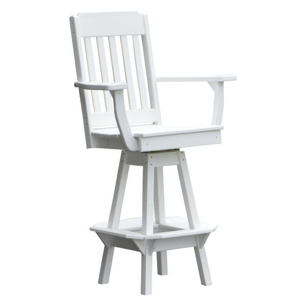 A &amp; L Furniture Traditional Swivel Bar Chair with Arms Outdoor Chairs White