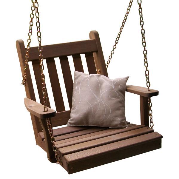 A &amp; L Furniture Western Red Cedar 2ft Traditional English Chair Swing Porch Swings Mushroom
