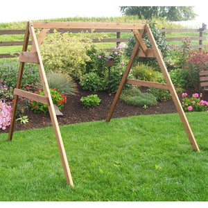 A & L Furniture Western Red Cedar 2x4 A-Frame Swing Stand for Swing or Swingbed (Hangers Included) Porch Swing Stands 4ft / Unfinished