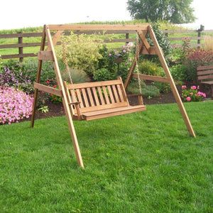 A & L Furniture Western Red Cedar 2x4 A-Frame Swing Stand for Swing or Swingbed (Hangers Included) Porch Swing Stands 4ft / Unfinished