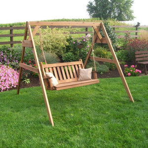 A & L Furniture Western Red Cedar 2x4 A-Frame Swing Stand for Swing or Swingbed (Hangers Included) Porch Swing Stands 4ft / Unfinished