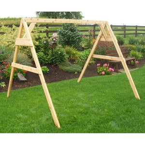 A & L Furniture Western Red Cedar 2x4 A-Frame Swing Stand for Swing or Swingbed (Hangers Included) Porch Swing Stands 4ft / Unfinished