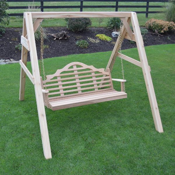 A &amp; L Furniture Western Red Cedar 4x4 A-Frame Swing Stand for Swing or Swingbed (Hangers Included) Porch Swing Stands 4ft / Unfinished