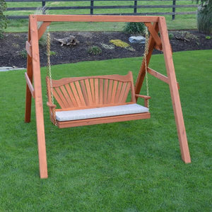 A & L Furniture Western Red Cedar 4x4 A-Frame Swing Stand for Swing or Swingbed (Hangers Included) Porch Swing Stands 4ft / Unfinished