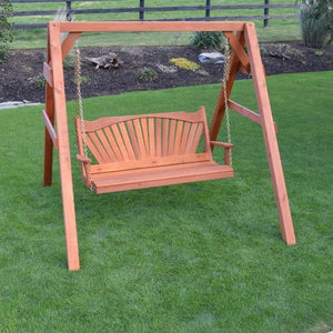 A & L Furniture Western Red Cedar 4x4 A-Frame Swing Stand for Swing or Swingbed (Hangers Included) Porch Swing Stands 4ft / Unfinished