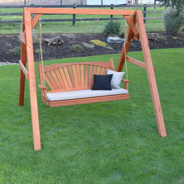 A &amp; L Furniture Western Red Cedar 4x4 A-Frame Swing Stand for Swing or Swingbed (Hangers Included) Porch Swing Stands 4ft / Unfinished
