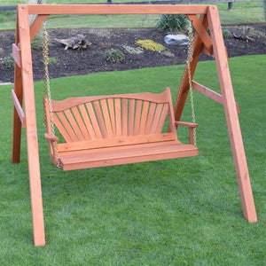 A & L Furniture Western Red Cedar 4x4 A-Frame Swing Stand for Swing or Swingbed (Hangers Included) Porch Swing Stands 4ft / Unfinished