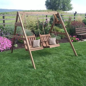 A & L Furniture Western Red Cedar 5' 2x4 A-Frame Swing Stand for 2 Chair Swings (Hangers Included) Porch Swing Stands Unfinished
