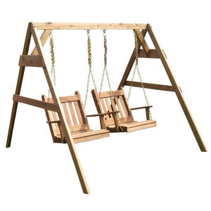 A & L Furniture Western Red Cedar 5' 2x4 A-Frame Swing Stand for 2 Chair Swings (Hangers Included) Porch Swing Stands Unfinished