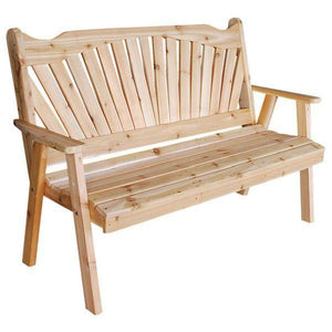 A & L Furniture Western Red Cedar Fanback Garden Bench Garden Benches 4ft / Unfinished