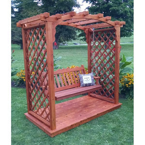A & L Furniture Western Red Cedar Jamesport Arbor with Deck & Swing