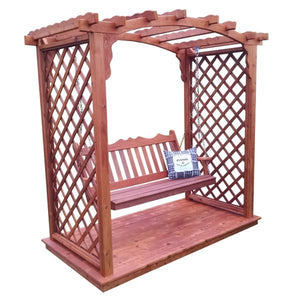 A & L Furniture Western Red Cedar Jamesport Arbor with Deck & Swing Porch Swings 5ft / Unfinished