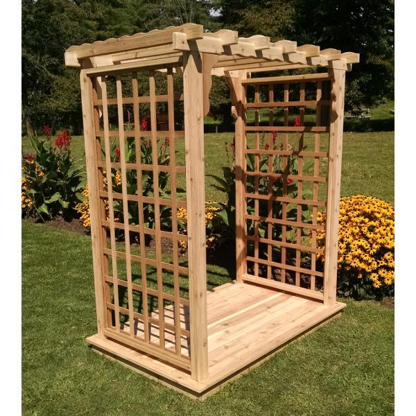 A &amp; L Furniture Western Red Cedar Lexington Arbor with Deck Porch Swing Stands 4ft / Unfinished