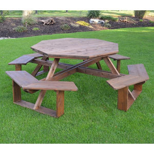 A & L Furniture Western Red Cedar Octagon Walk-In Table Picnic Table Unfinished / No