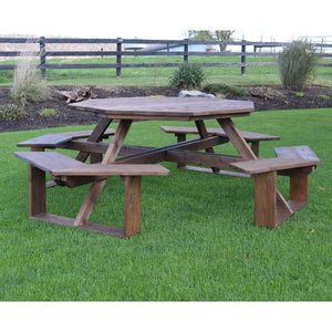 A & L Furniture Western Red Cedar Octagon Walk-In Table Picnic Table Unfinished / No