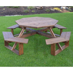 A & L Furniture Western Red Cedar Octagon Walk-In Table Picnic Table Unfinished / No