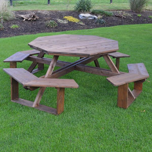 A & L Furniture Western Red Cedar Octagon Walk-In Table Picnic Table Unfinished / No