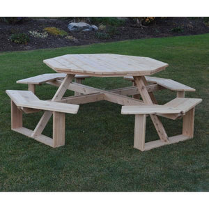 A & L Furniture Western Red Cedar Octagon Walk-In Table Picnic Table Unfinished / No