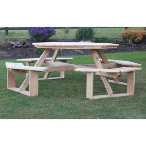 A & L Furniture Western Red Cedar Octagon Walk-In Table Picnic Table Unfinished / No