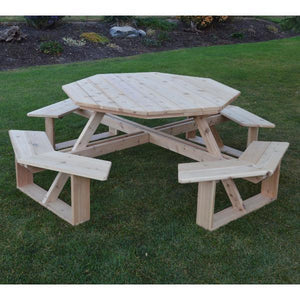 A & L Furniture Western Red Cedar Octagon Walk-In Table Picnic Table Unfinished / No