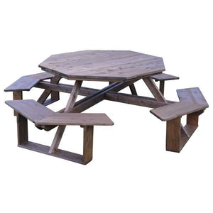 A & L Furniture Western Red Cedar Octagon Walk-In Table Picnic Table Unfinished / No