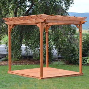 A & L Furniture Western Red Cedar Pergola with Deck & Swing Hangers Pergolas 6'x8' / Unfinished