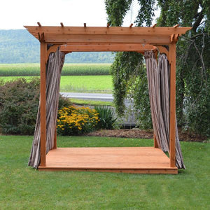 A & L Furniture Western Red Cedar Pergola with Deck & Swing Hangers Pergolas 6'x8' / Unfinished
