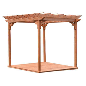 A & L Furniture Western Red Cedar Pergola with Deck & Swing Hangers Pergolas 6'x8' / Unfinished