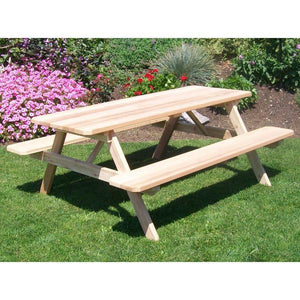 A & L Furniture Western Red Cedar Picnic Table with Attached Benches Picnic Table 4ft / Unfinished / No