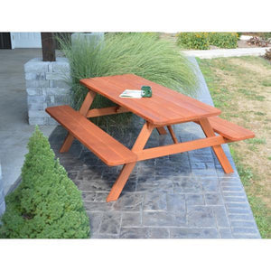 A & L Furniture Western Red Cedar Picnic Table with Attached Benches Picnic Table 4ft / Unfinished / No