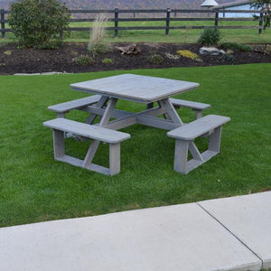 A & L Furniture Western Red Cedar Square Walk-In Table Picnic Table Unfinished / No