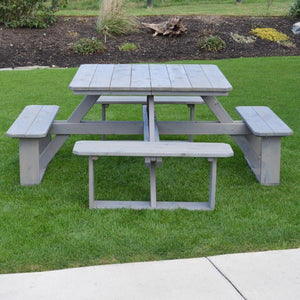 A & L Furniture Western Red Cedar Square Walk-In Table Picnic Table Unfinished / No