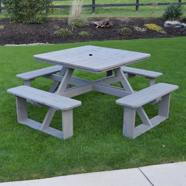 A &amp; L Furniture Western Red Cedar Square Walk-In Table Picnic Table Unfinished / No