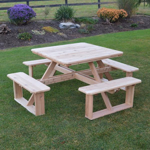 A & L Furniture Western Red Cedar Square Walk-In Table Picnic Table Unfinished / No